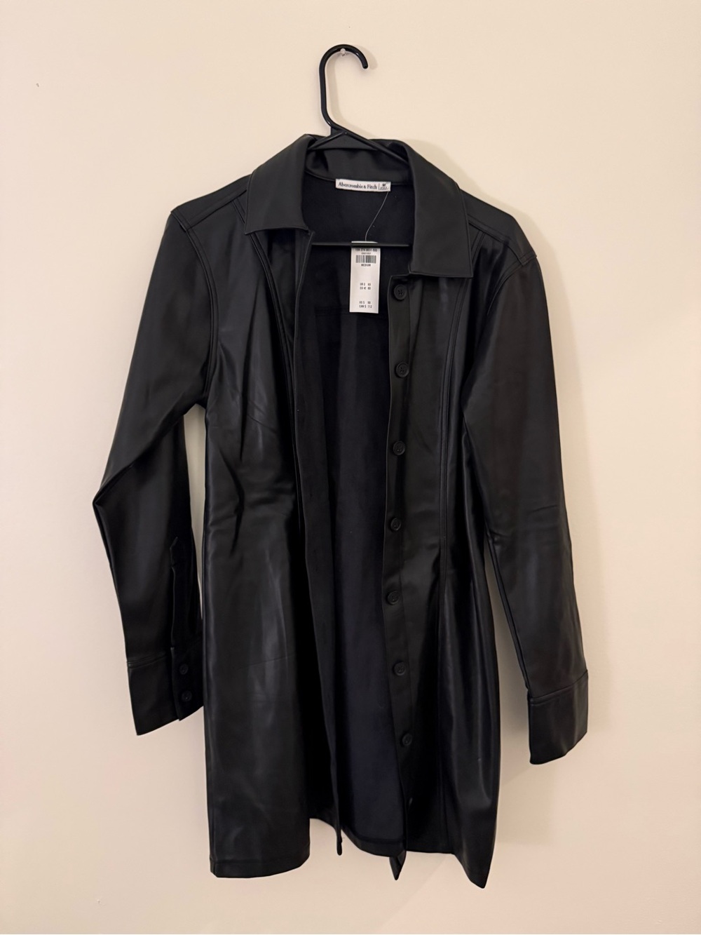 Abercrombie & Fitch Black Vegan Leather Longline Jacket